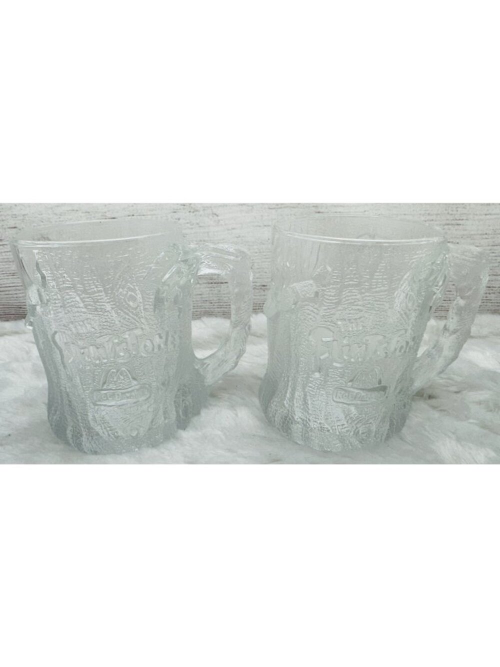 McDonald's RocDonald's Flintstones "TREEMOUNDOUS" 3D Glass Coffee Mug Cup (1993)